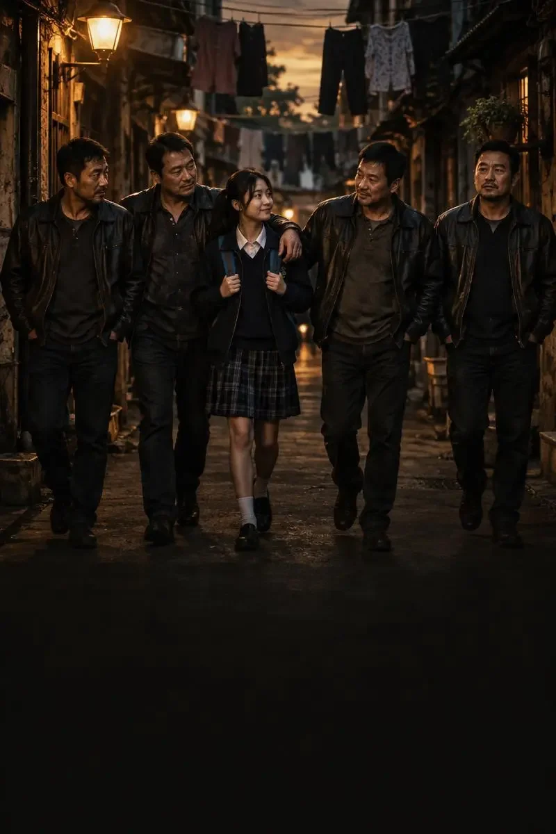 《认下混混老爹，我一路青云》主视觉：求学少女与守护她的父辈群像